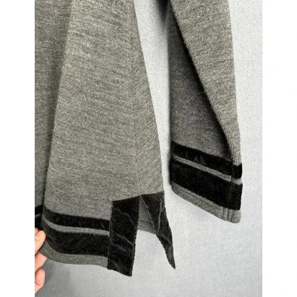 Soft Surroundings Tunic Top Women’s PM Gray Runway Wool Blend Knit Velvet Trim - Picture 6 of 10